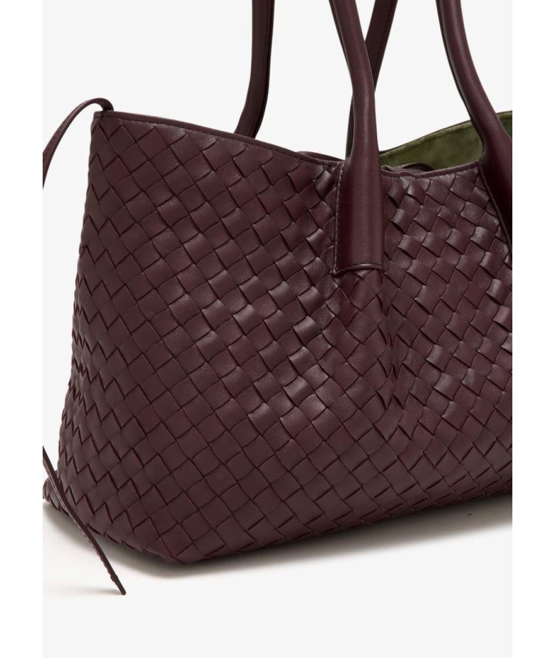 BOTTEGA VENETA Бордовая кожаная сумка тоут, фото 2