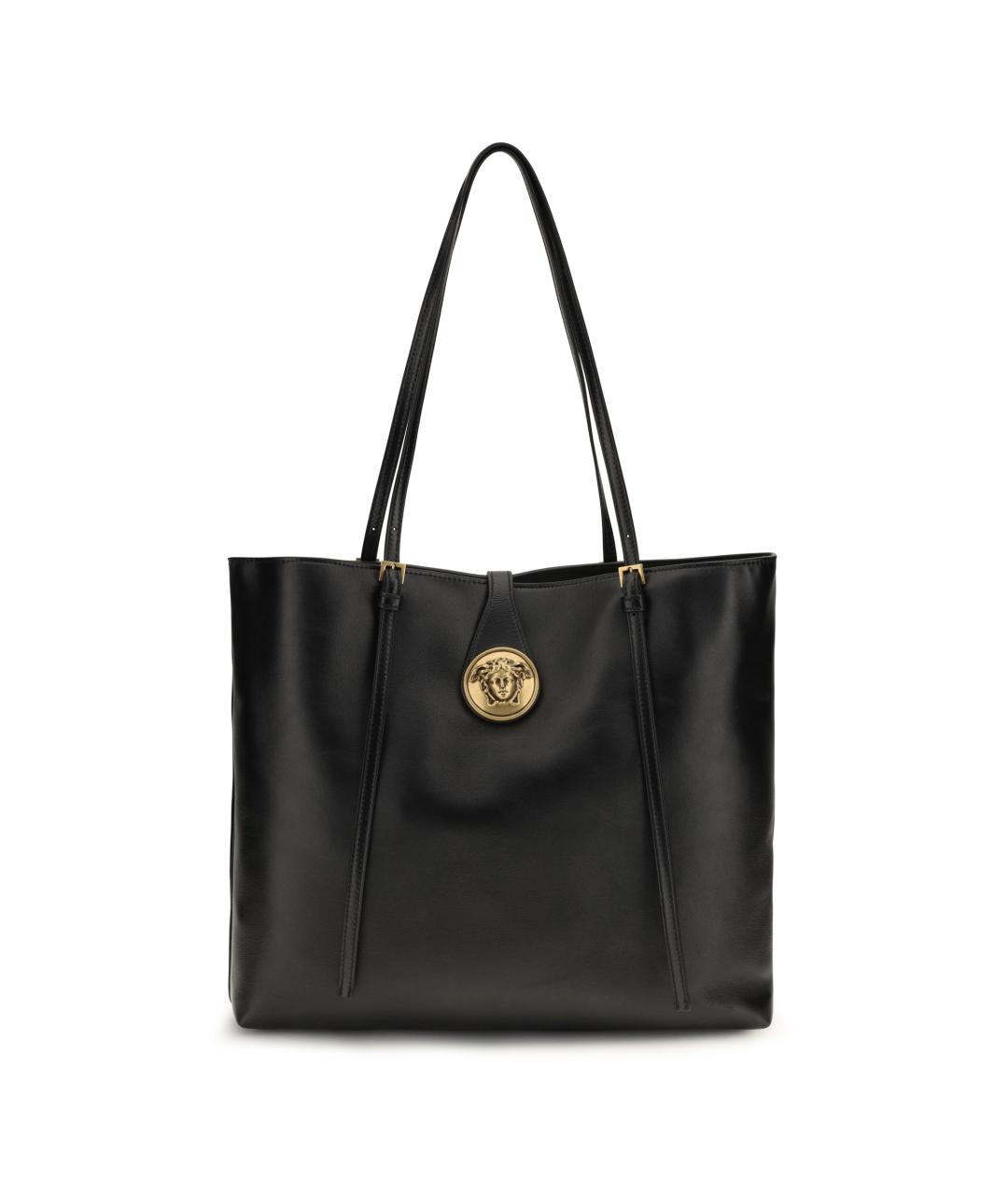 VERSACE Черная кожаная сумка тоут, фото 5