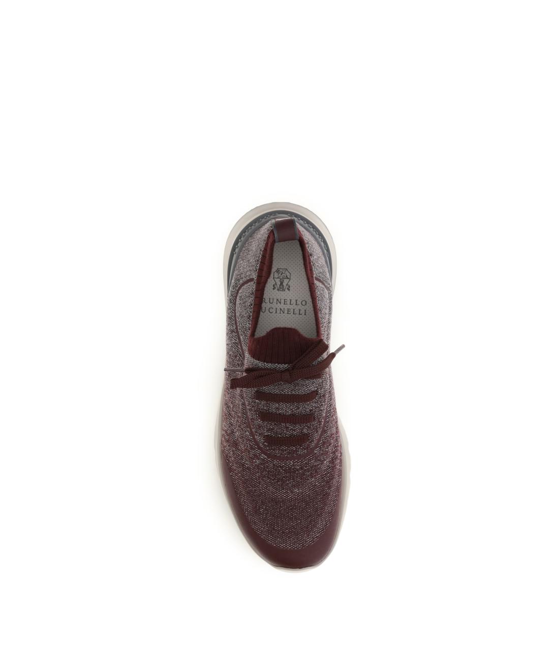 BRUNELLO CUCINELLI Бордовые текстильные низкие кроссовки / кеды, фото 4