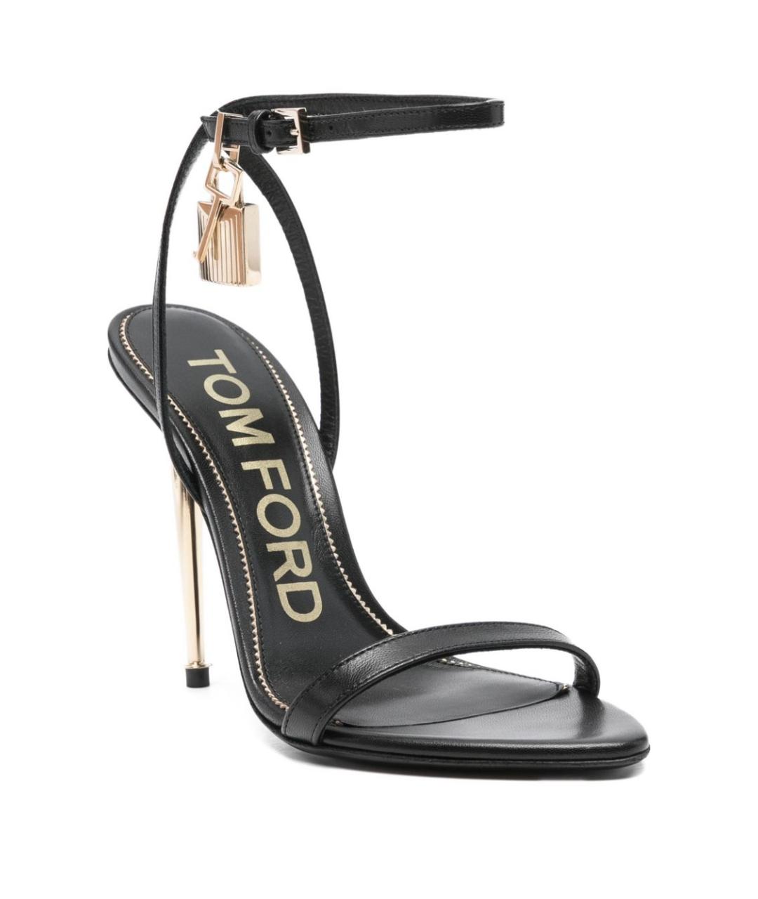 TOM FORD Черные кожаные босоножки, фото 2