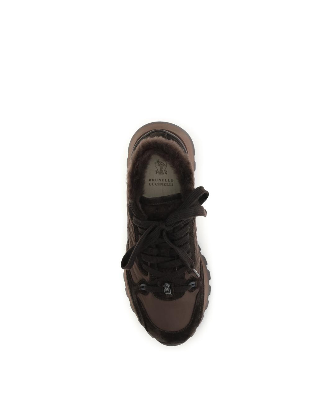 BRUNELLO CUCINELLI Коричневые текстильные кроссовки, фото 4