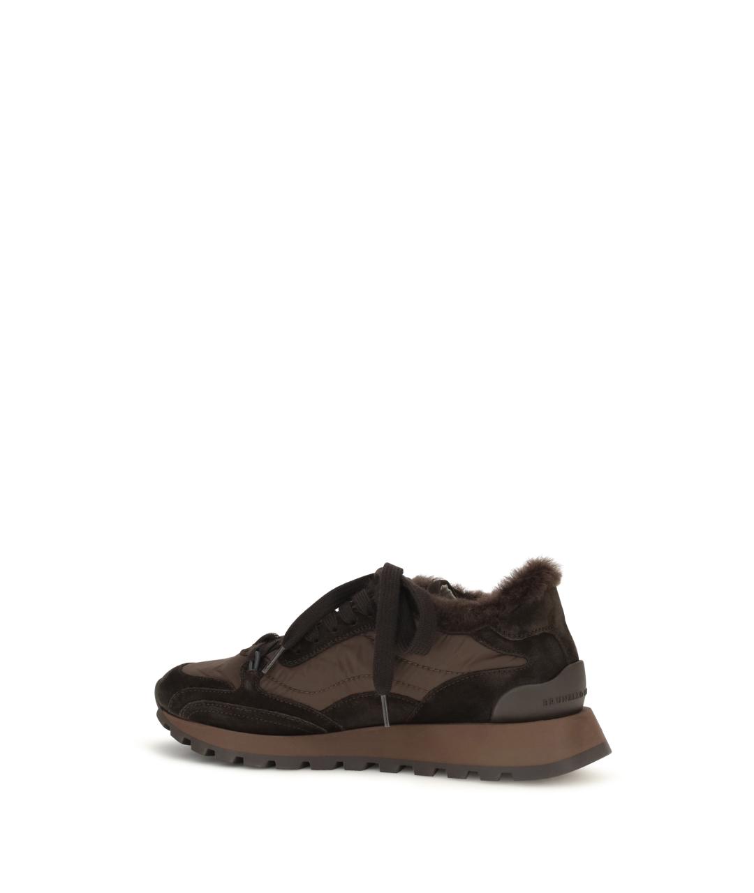 BRUNELLO CUCINELLI Коричневые текстильные кроссовки, фото 3
