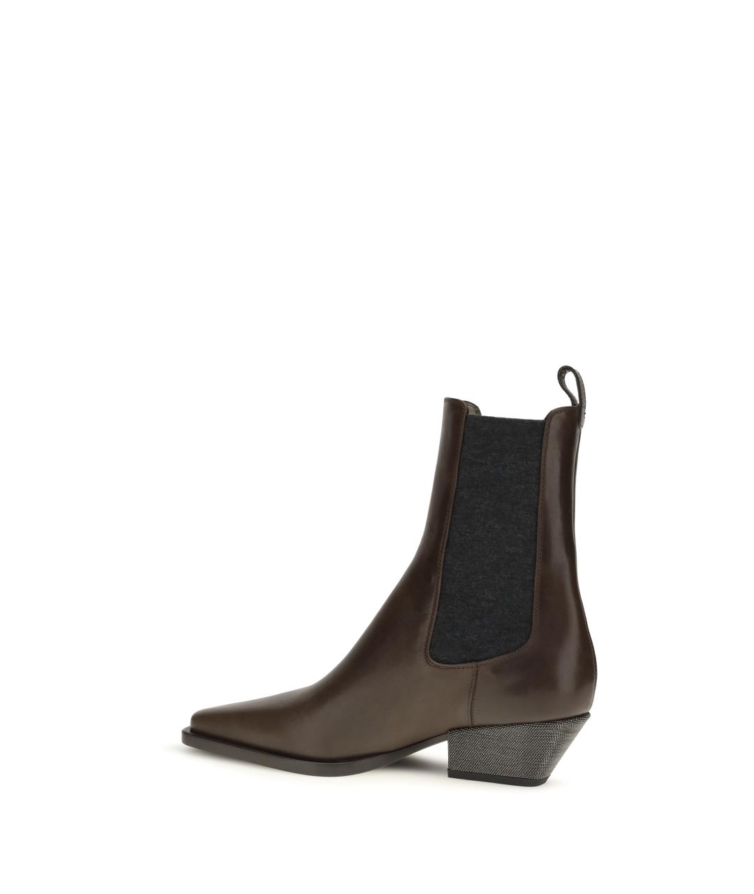 BRUNELLO CUCINELLI Коричневые кожаные ботинки, фото 3