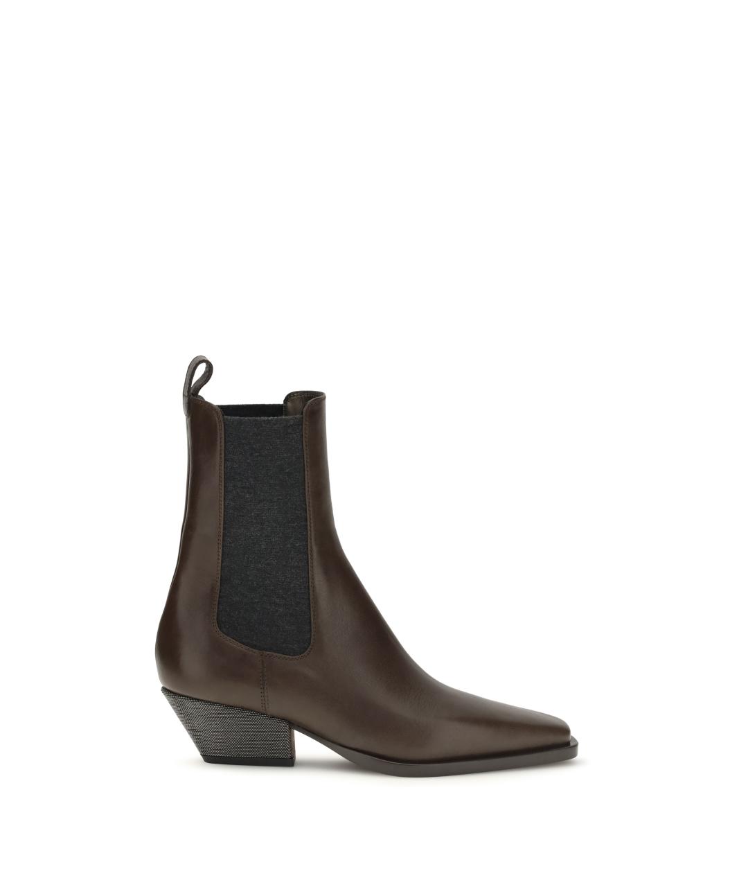 BRUNELLO CUCINELLI Коричневые кожаные ботинки, фото 4
