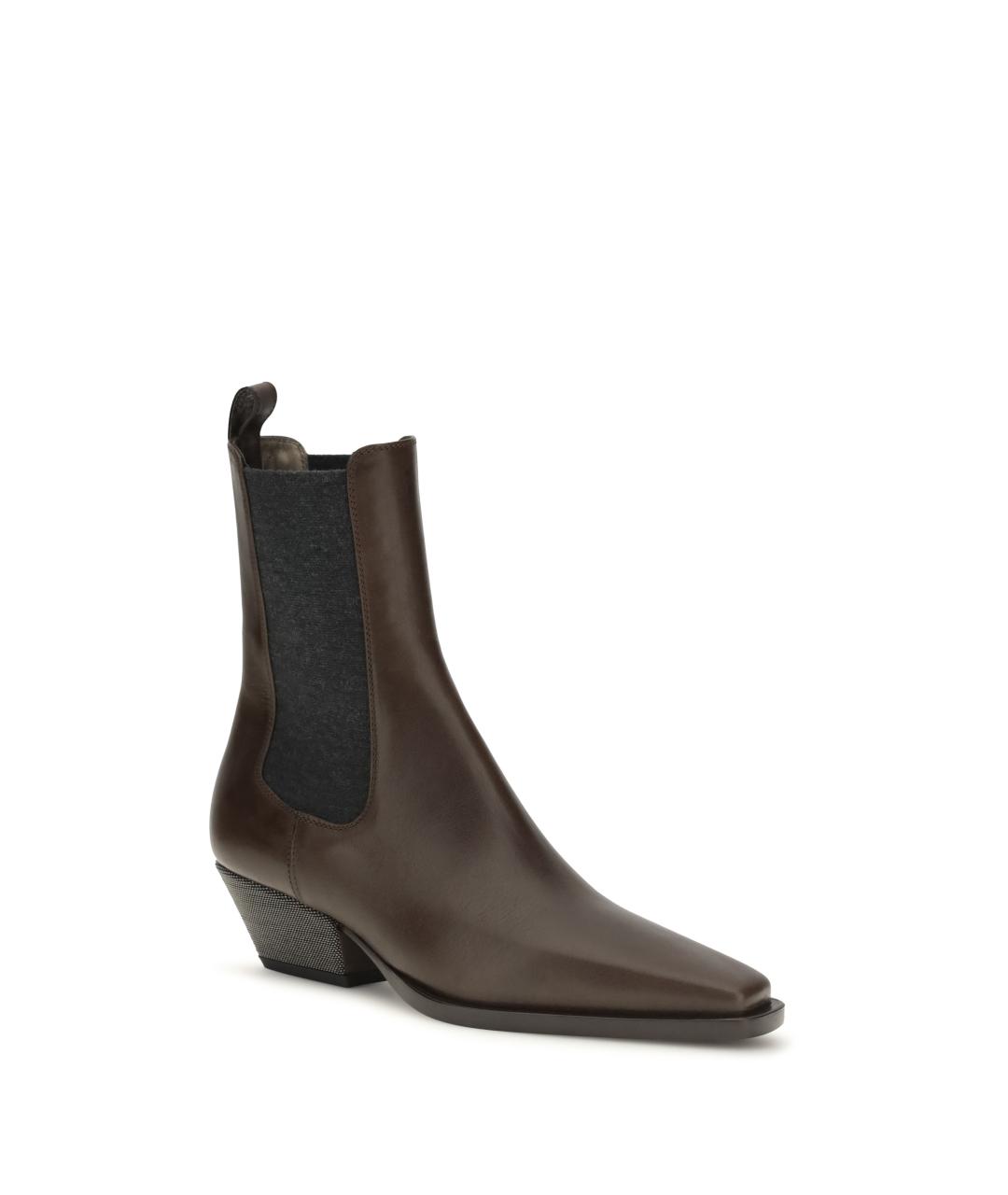 BRUNELLO CUCINELLI Коричневые кожаные ботинки, фото 2