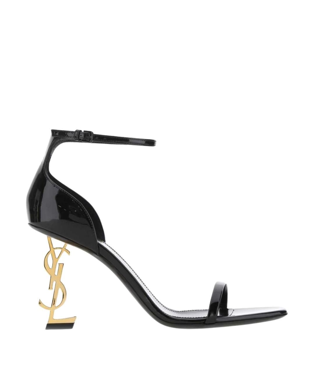 SAINT LAURENT Черные босоножки из лакированной кожи, фото 1