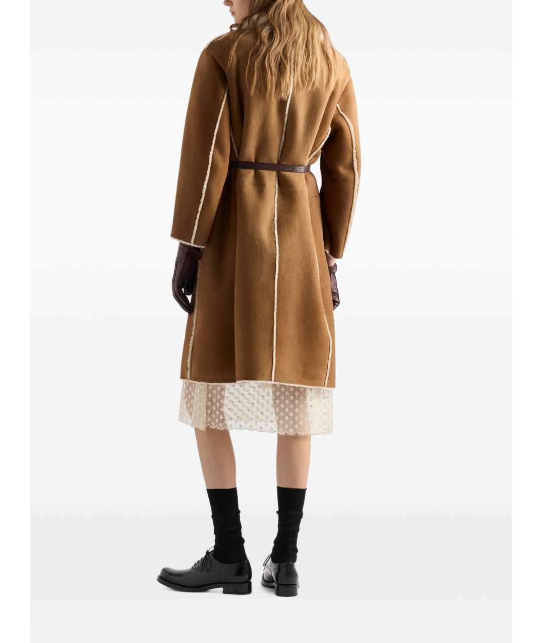 PRADA Коричневая кожаная дубленка, фото 3