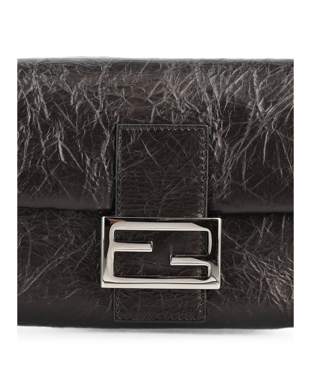 FENDI Черная кожаная сумка через плечо, фото 4