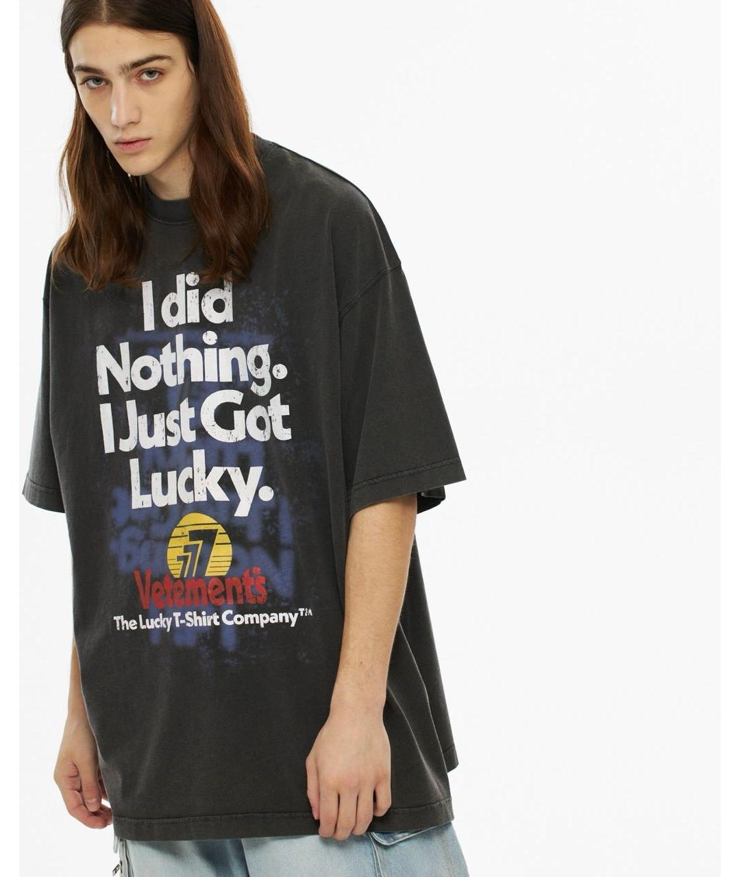 VETEMENTS Антрацитовая хлопковая футболка, фото 8
