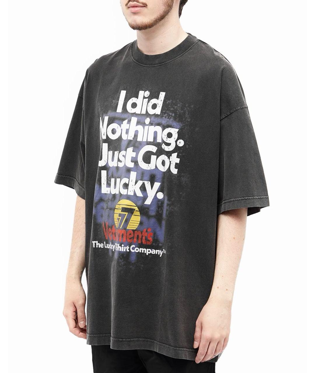VETEMENTS Антрацитовая хлопковая футболка, фото 4