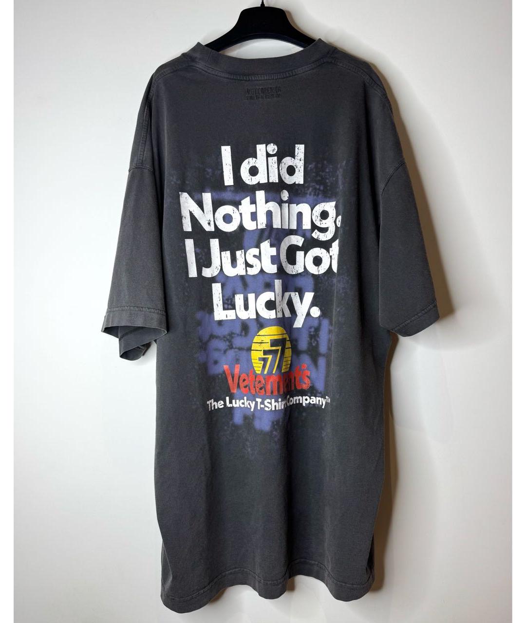 VETEMENTS Антрацитовая хлопковая футболка, фото 3