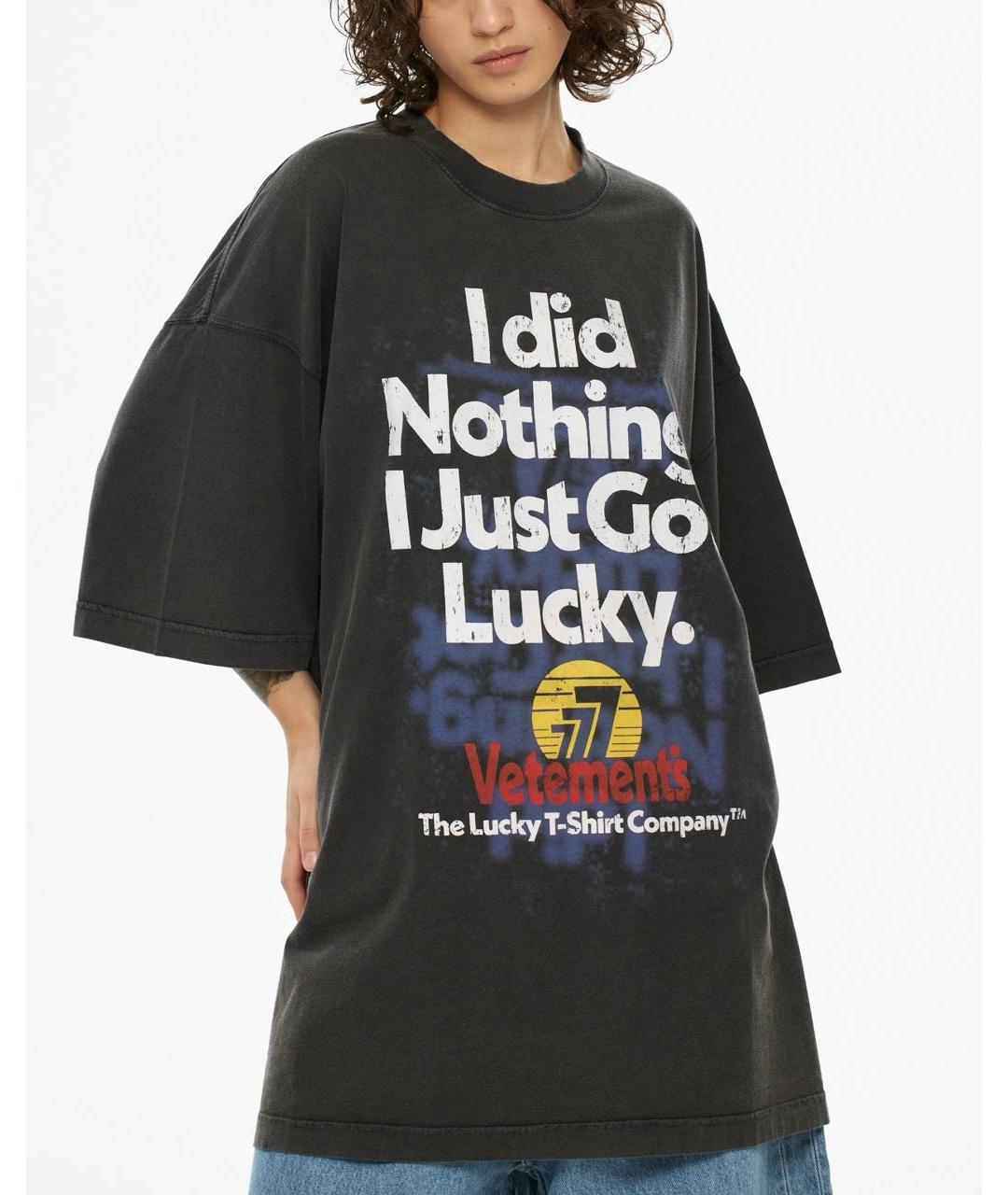 VETEMENTS Антрацитовая хлопковая футболка, фото 5
