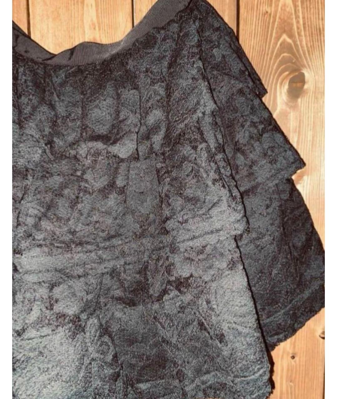 LANVIN Черная хлопковая юбка мини, фото 4