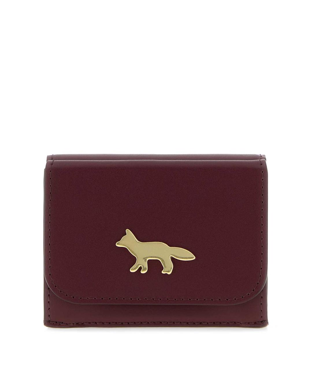 MAISON KITSUNE Бордовый кожаный кошелек, фото 1