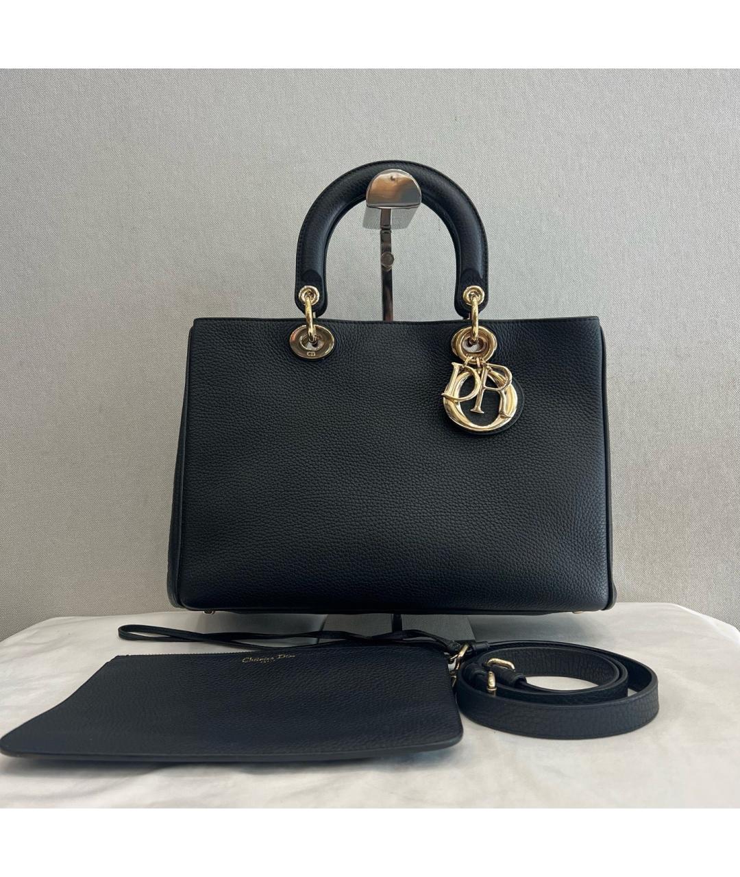 CHRISTIAN DIOR Черная кожаная сумка тоут, фото 10