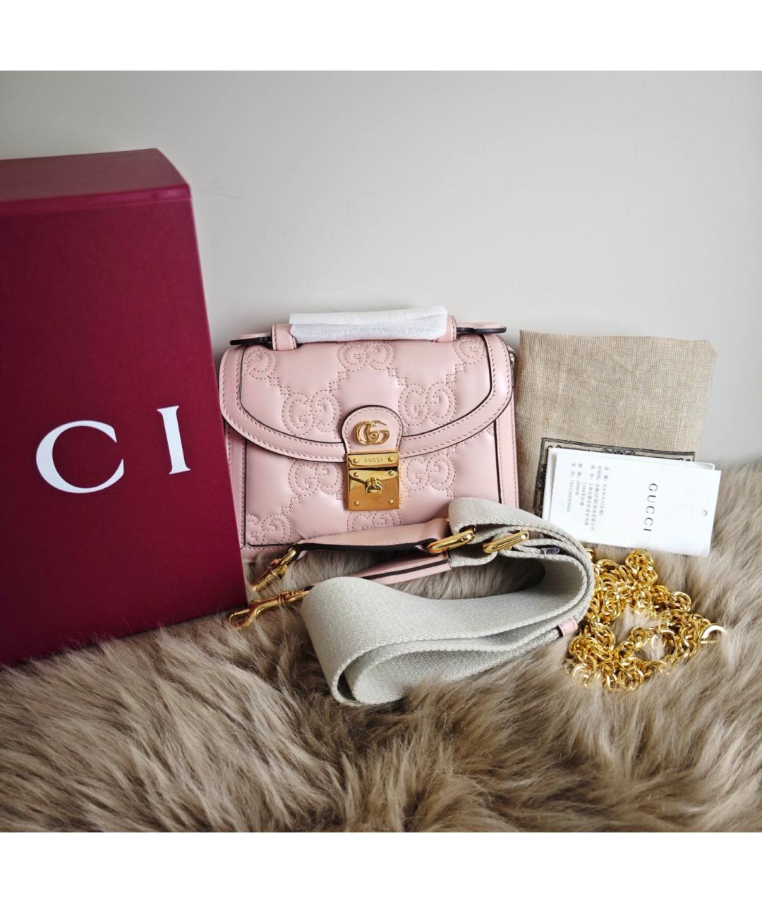 GUCCI Розовая кожаная сумка через плечо, фото 2