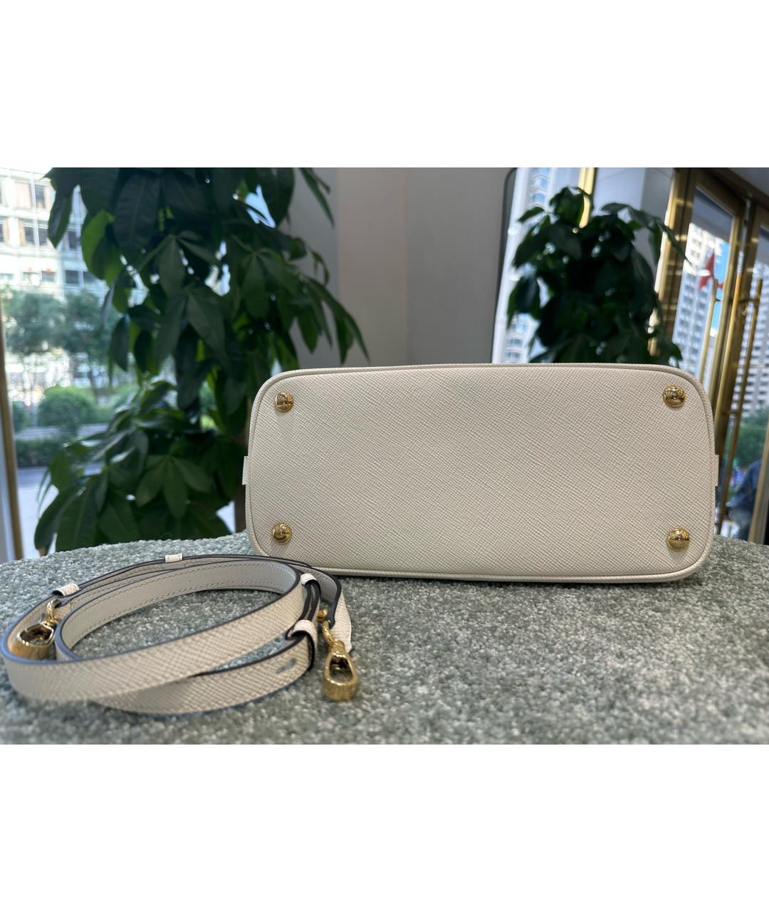 PRADA Белая кожаная сумка тоут, фото 5