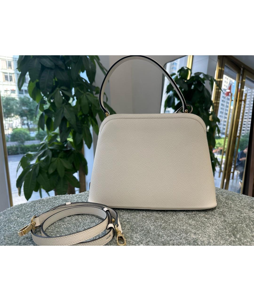 PRADA Белая кожаная сумка тоут, фото 3