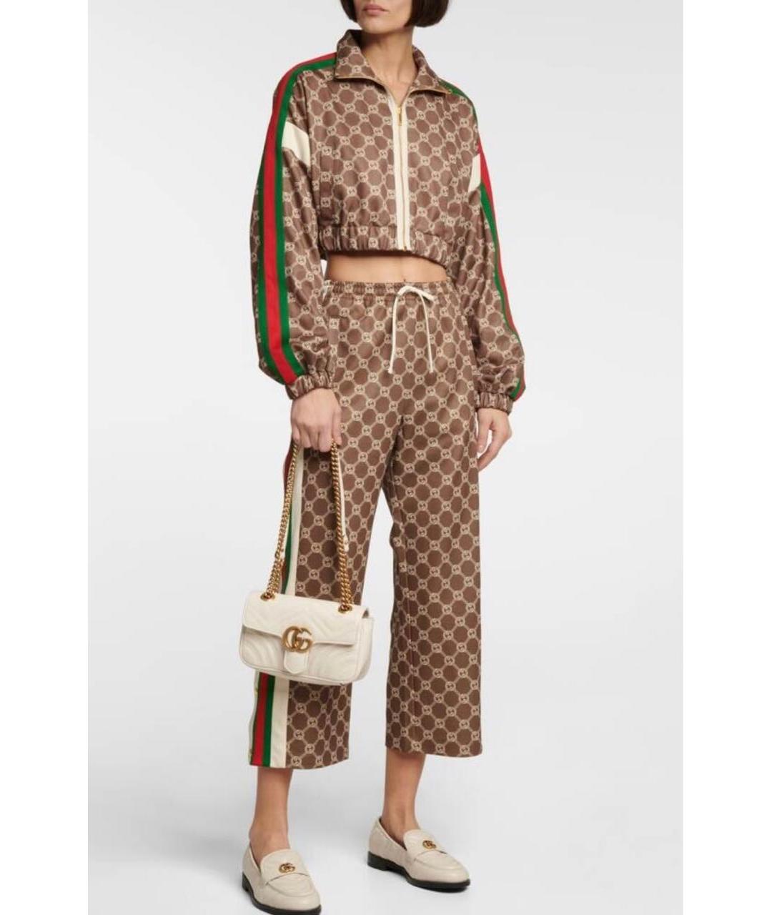 GUCCI Коричневые хлопковые прямые брюки, фото 2