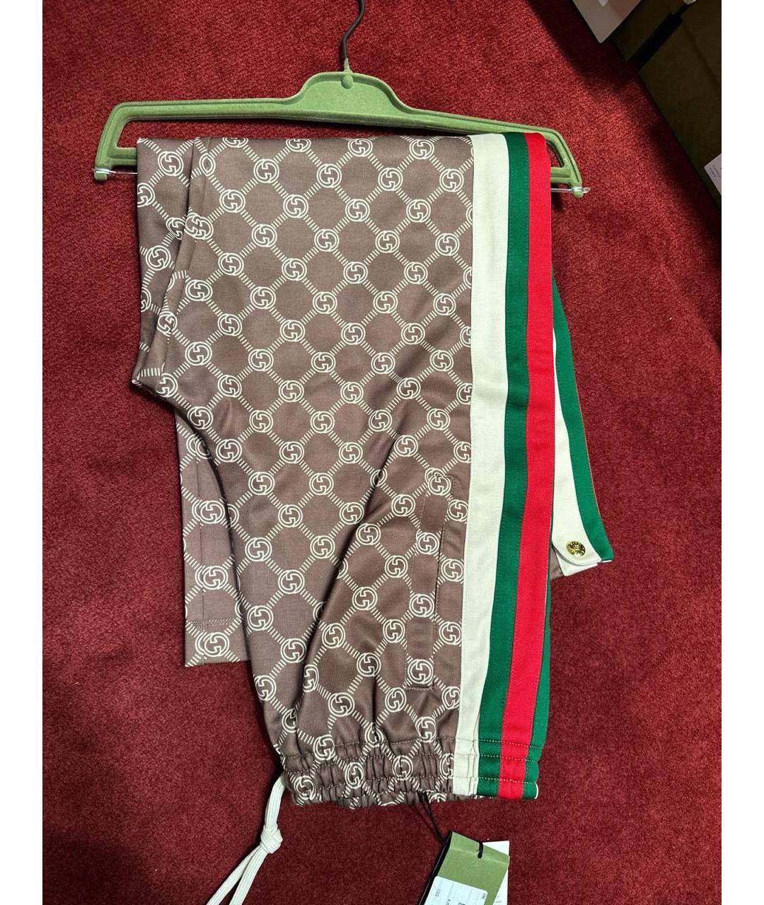GUCCI Коричневые хлопковые прямые брюки, фото 6