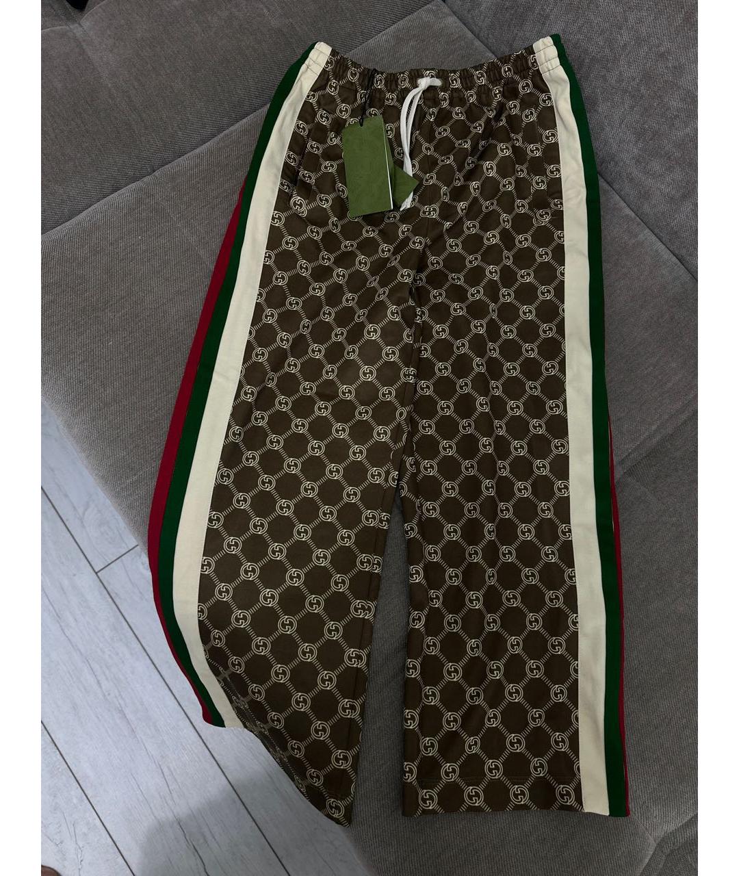 GUCCI Коричневые хлопковые прямые брюки, фото 9