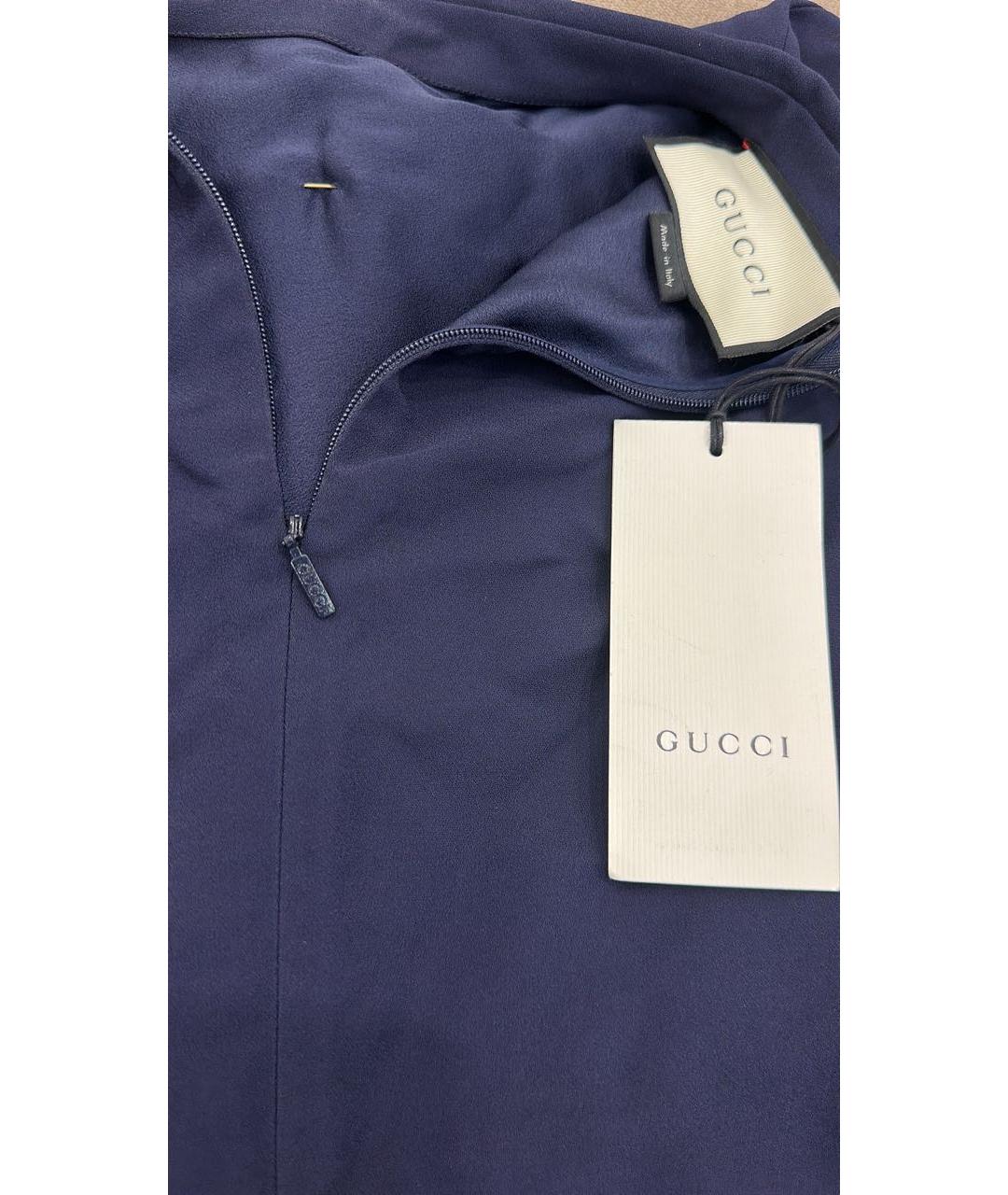 GUCCI Темно-синее вискозное повседневное платье, фото 2