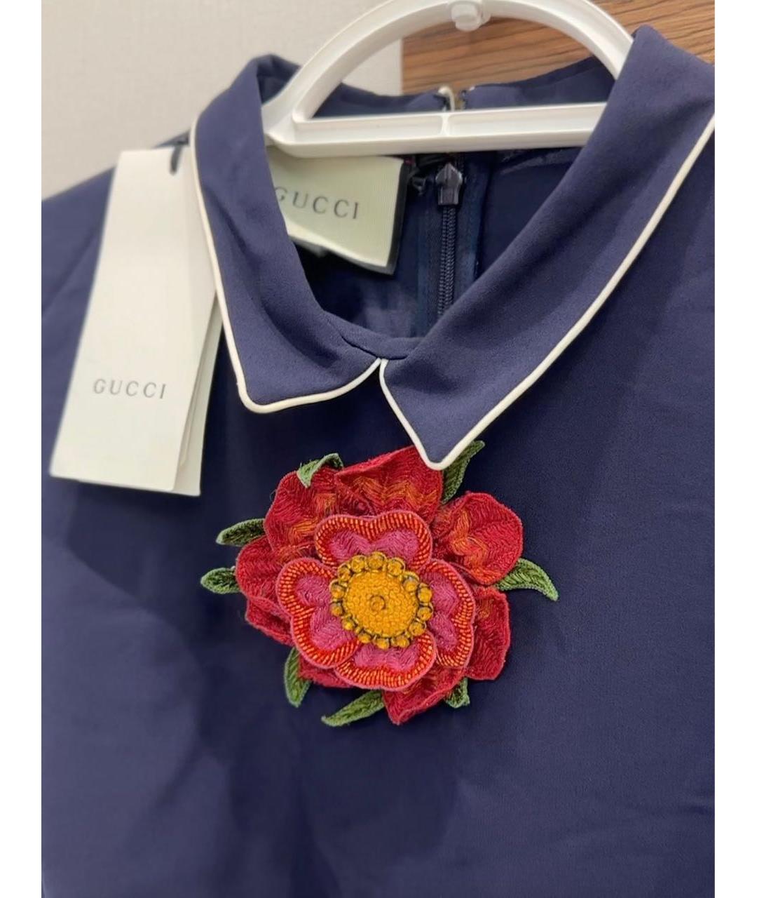GUCCI Темно-синее вискозное повседневное платье, фото 3