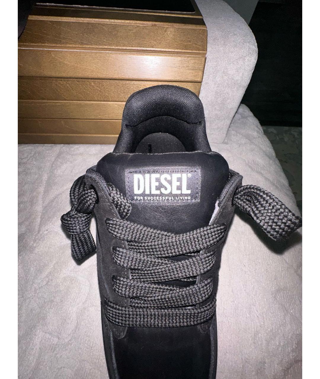 DIESEL Черные кожаные высокие кроссовки / кеды, фото 5
