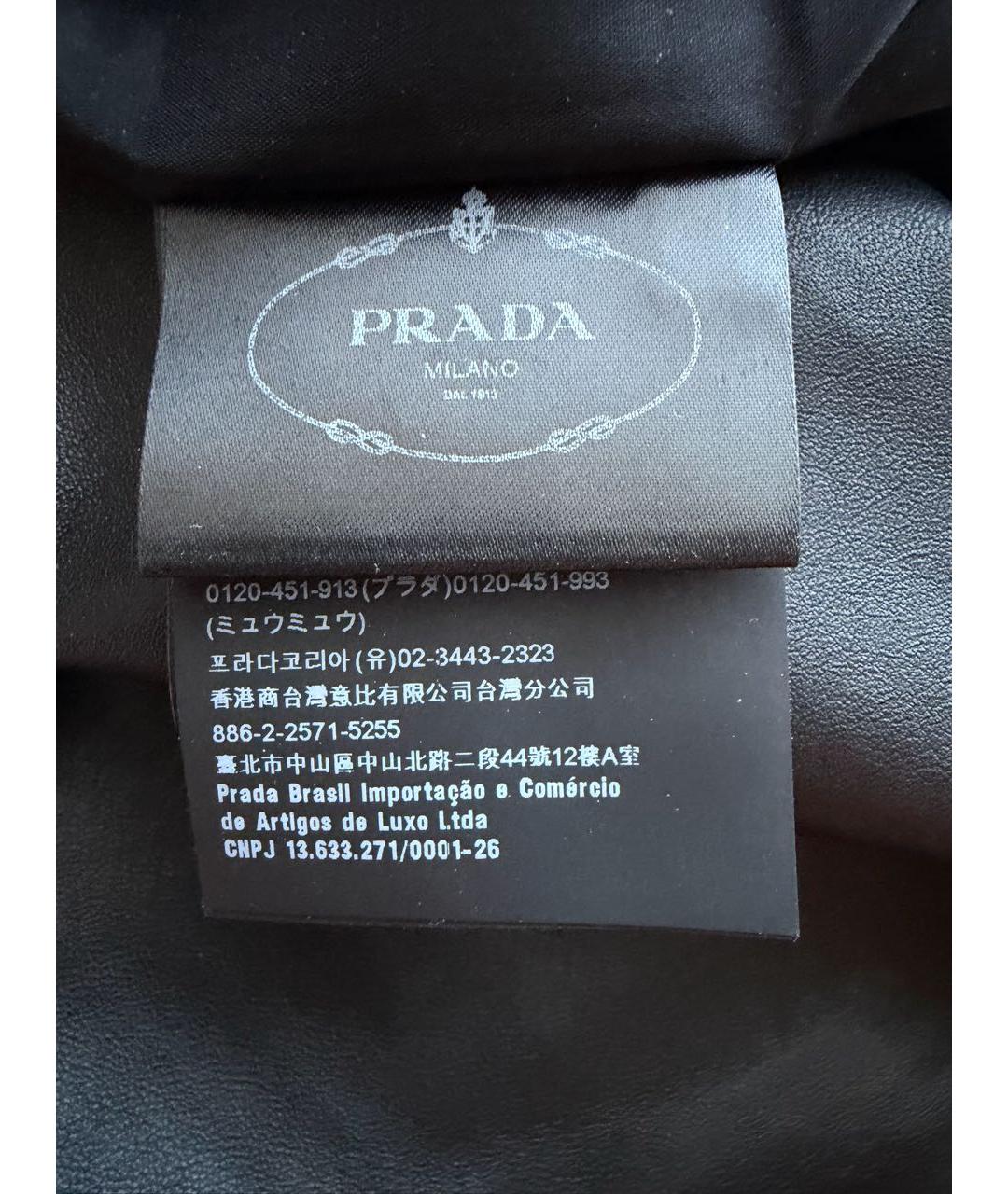 PRADA Черные кожаные брюки узкие, фото 8