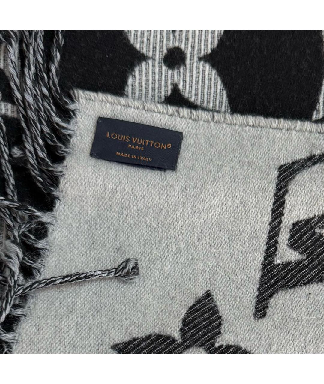 LOUIS VUITTON Черный шерстяной шарф, фото 3