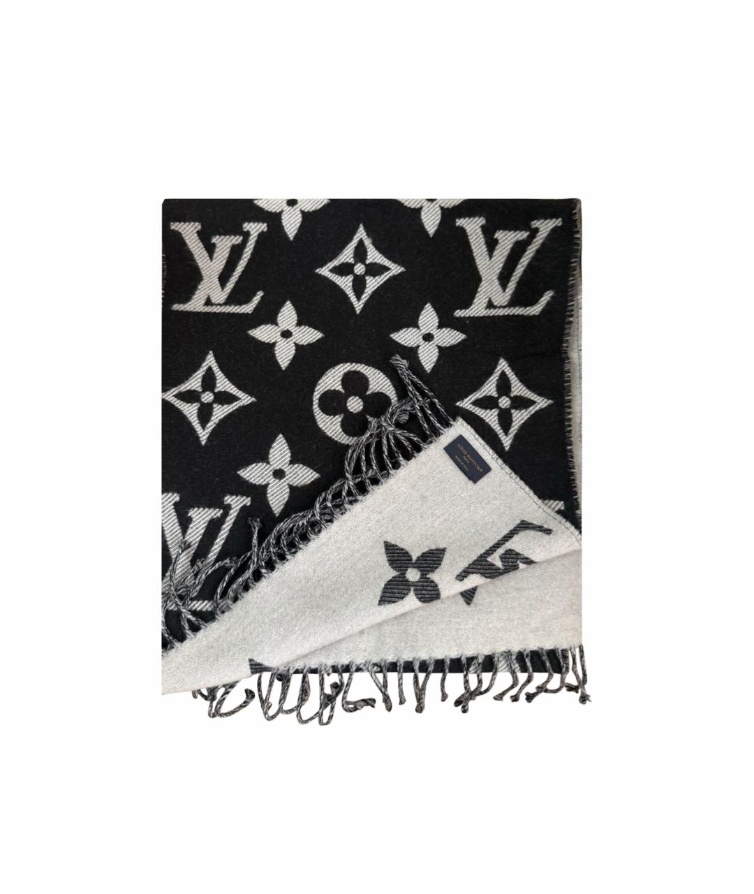 LOUIS VUITTON Черный шерстяной шарф, фото 1