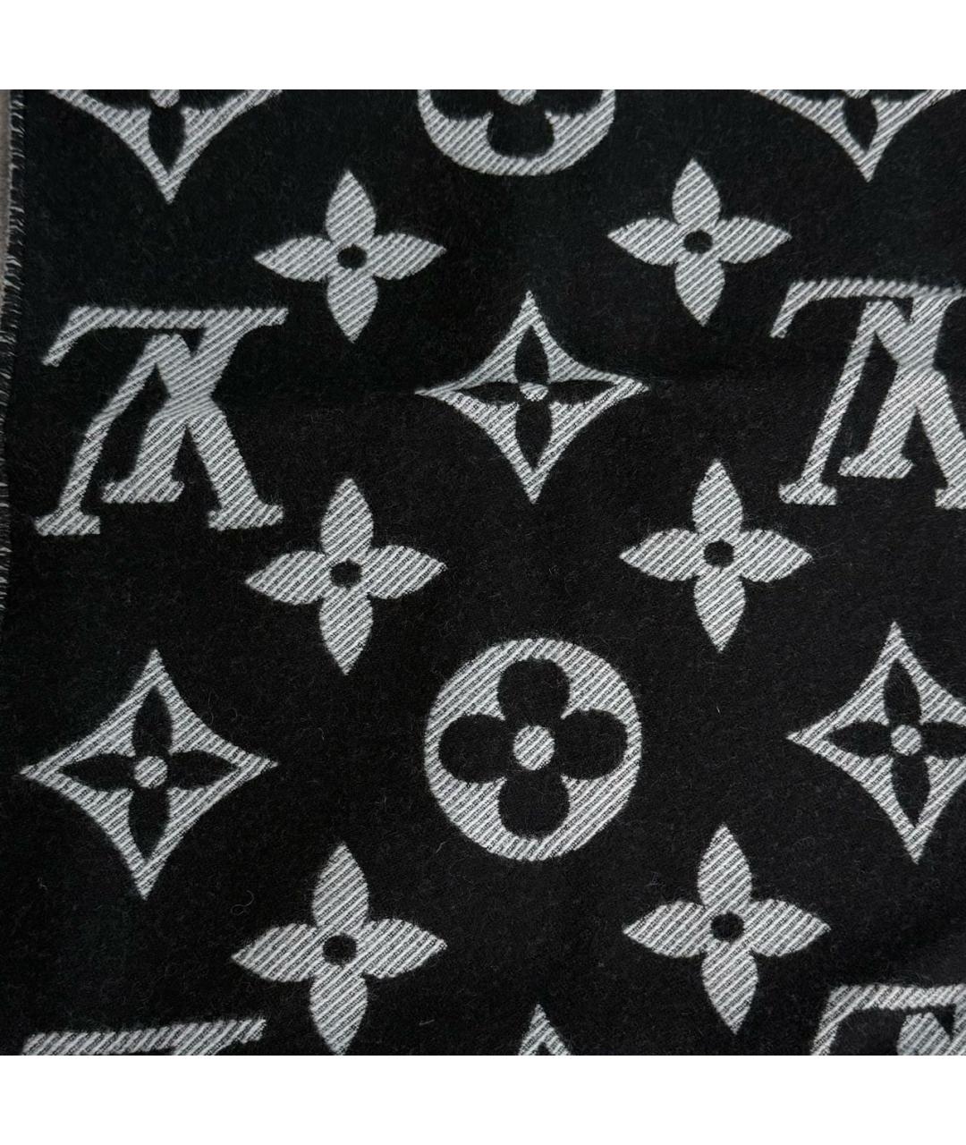 LOUIS VUITTON Черный шерстяной шарф, фото 2