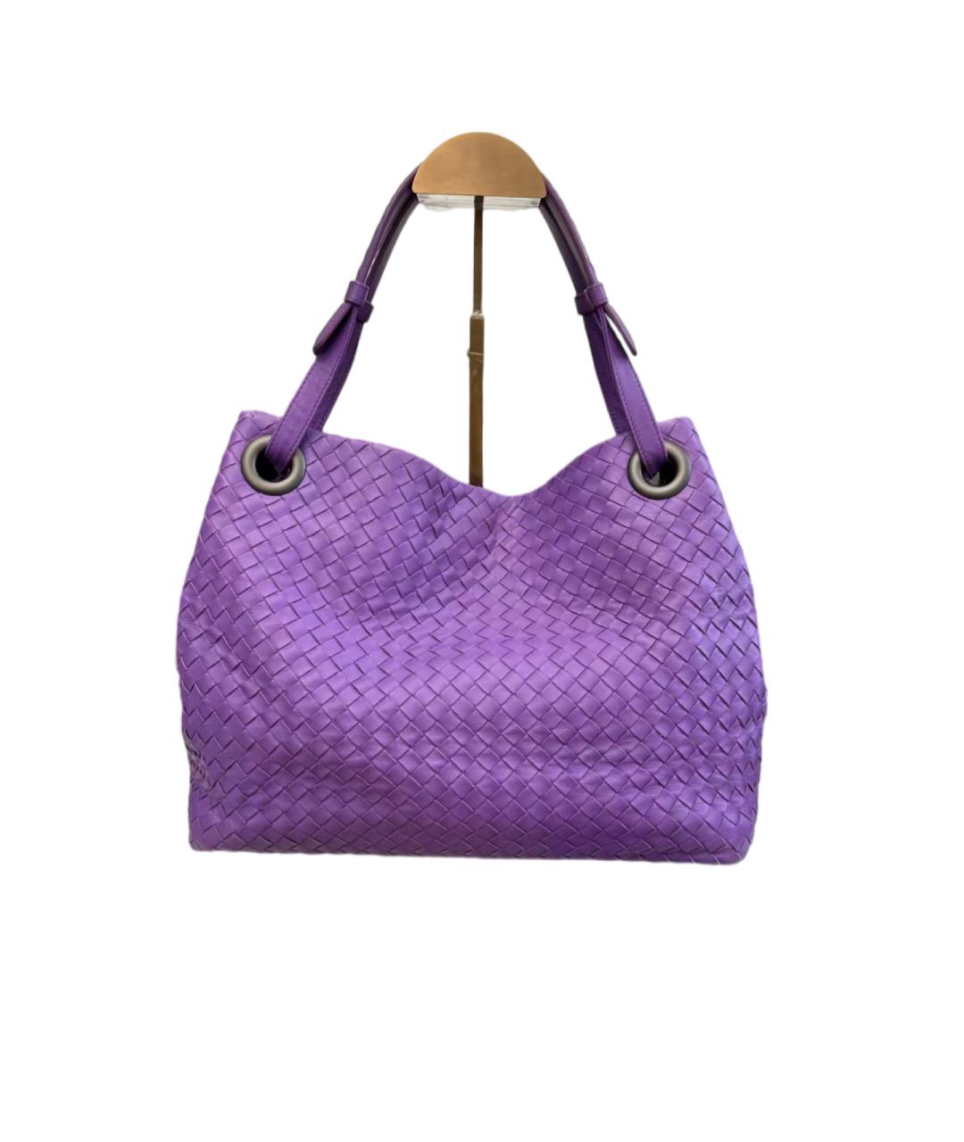 BOTTEGA VENETA Фиолетовая кожаная сумка тоут, фото 8