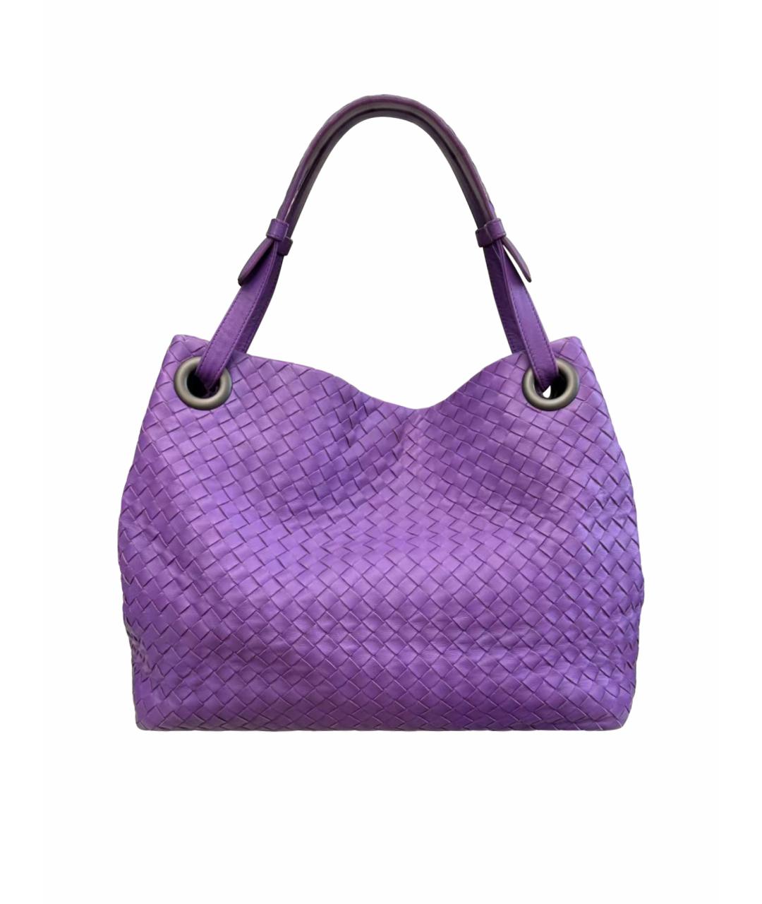 BOTTEGA VENETA Фиолетовая кожаная сумка тоут, фото 1