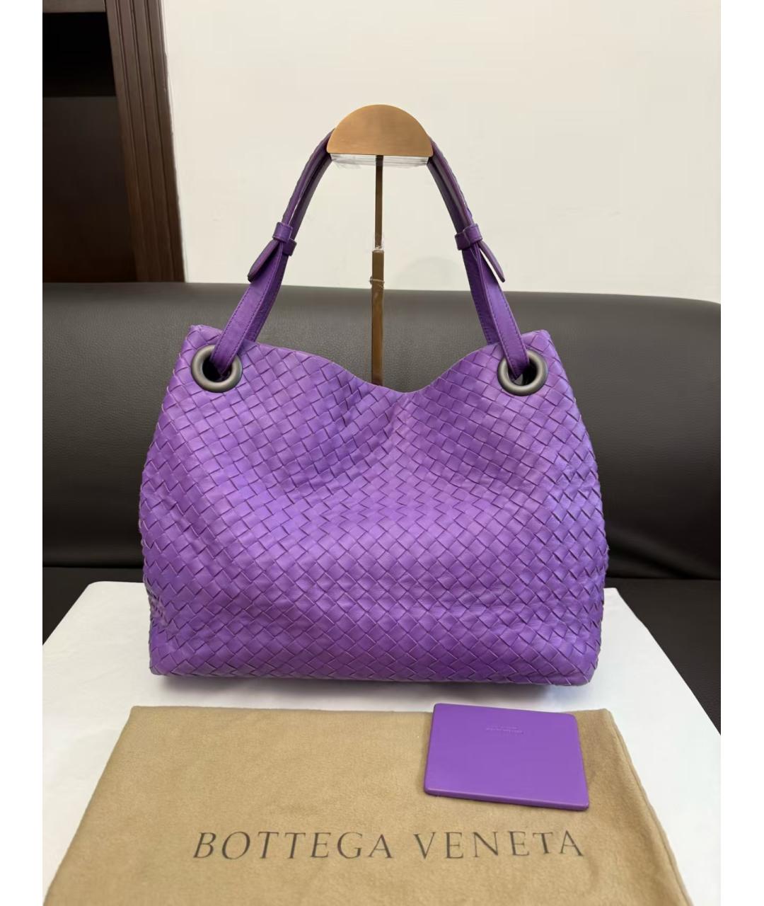 BOTTEGA VENETA Фиолетовая кожаная сумка тоут, фото 2