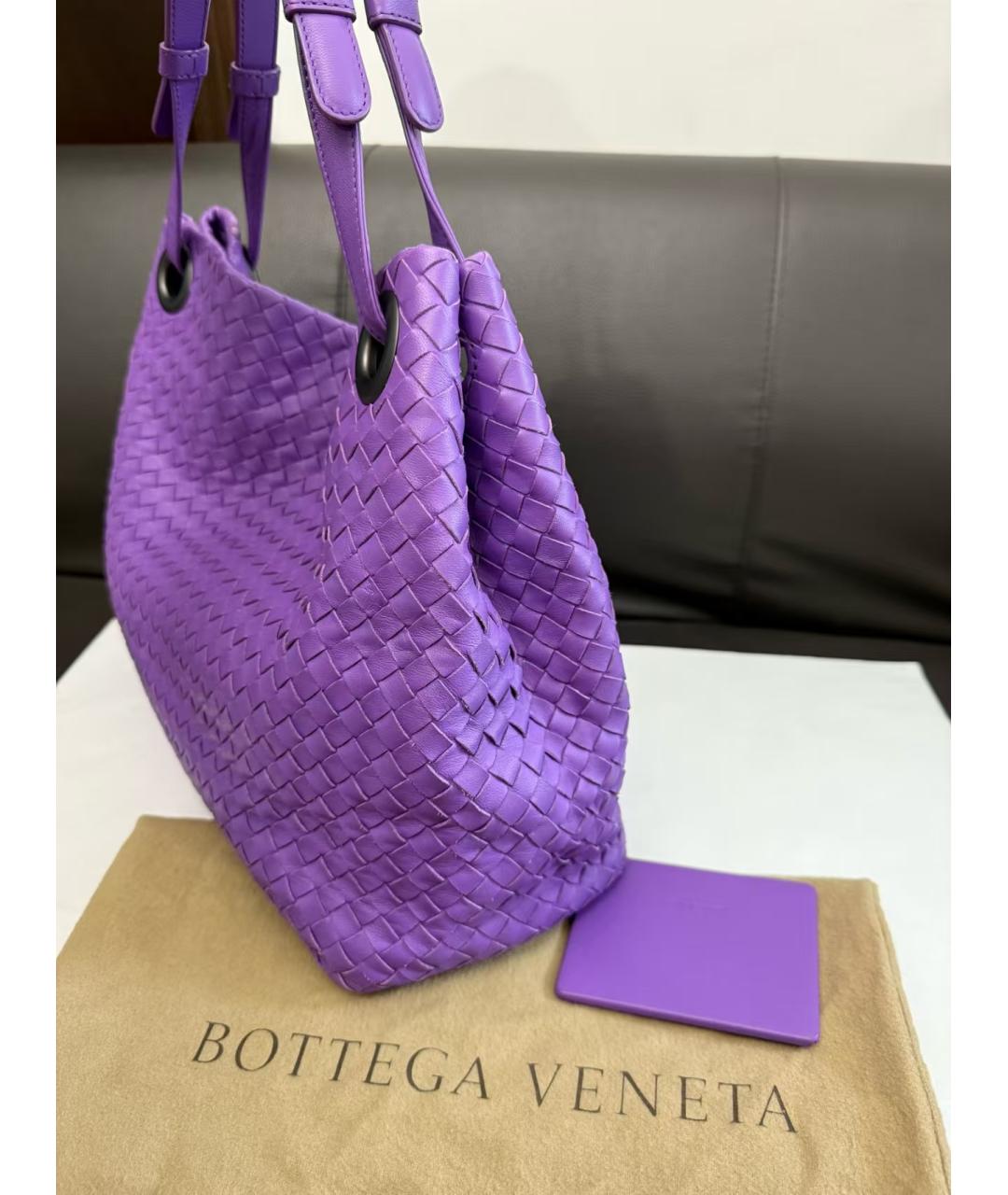 BOTTEGA VENETA Фиолетовая кожаная сумка тоут, фото 4