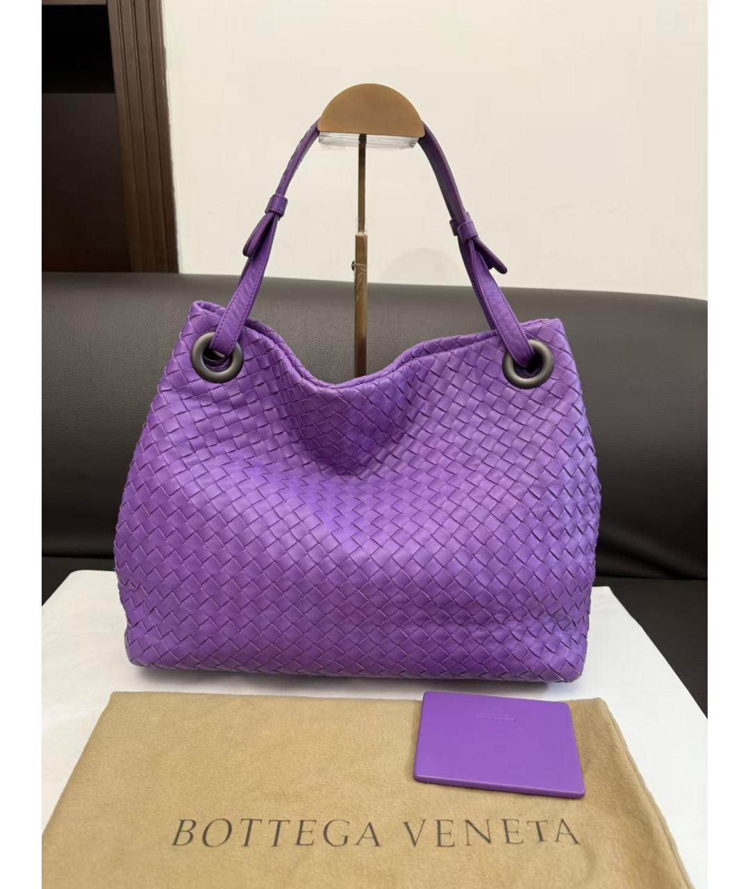 BOTTEGA VENETA Фиолетовая кожаная сумка тоут, фото 3