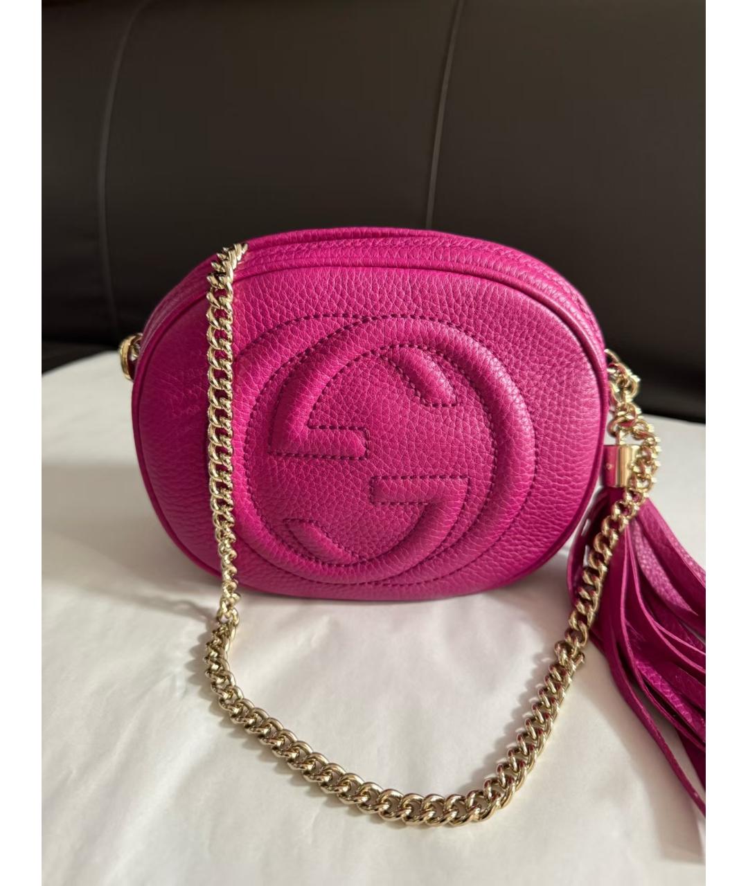 GUCCI Розовая кожаная сумка через плечо, фото 2
