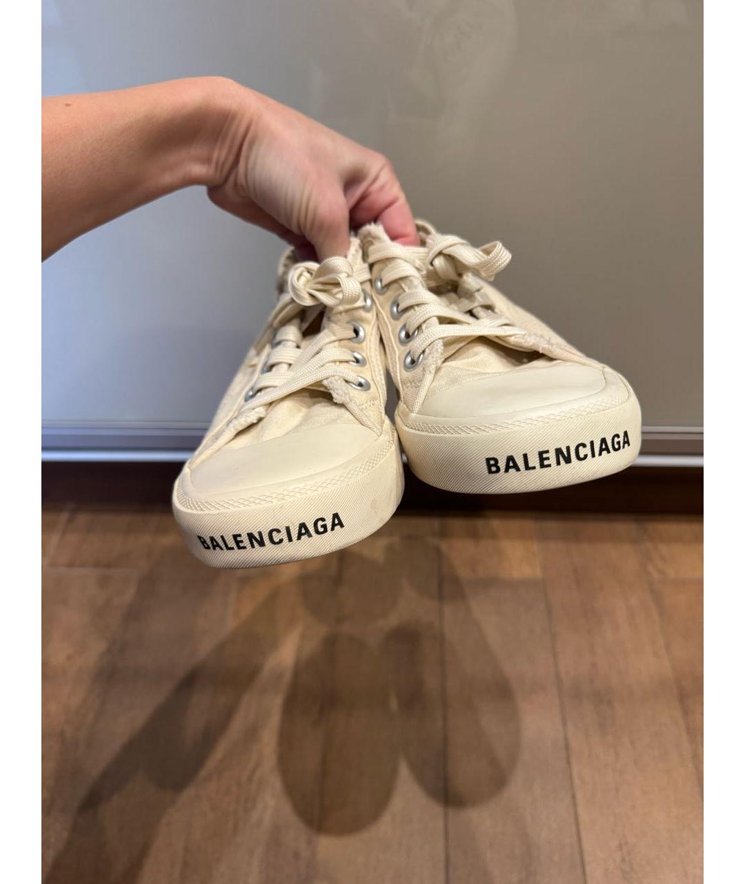 BALENCIAGA Бежевые текстильные кеды, фото 4