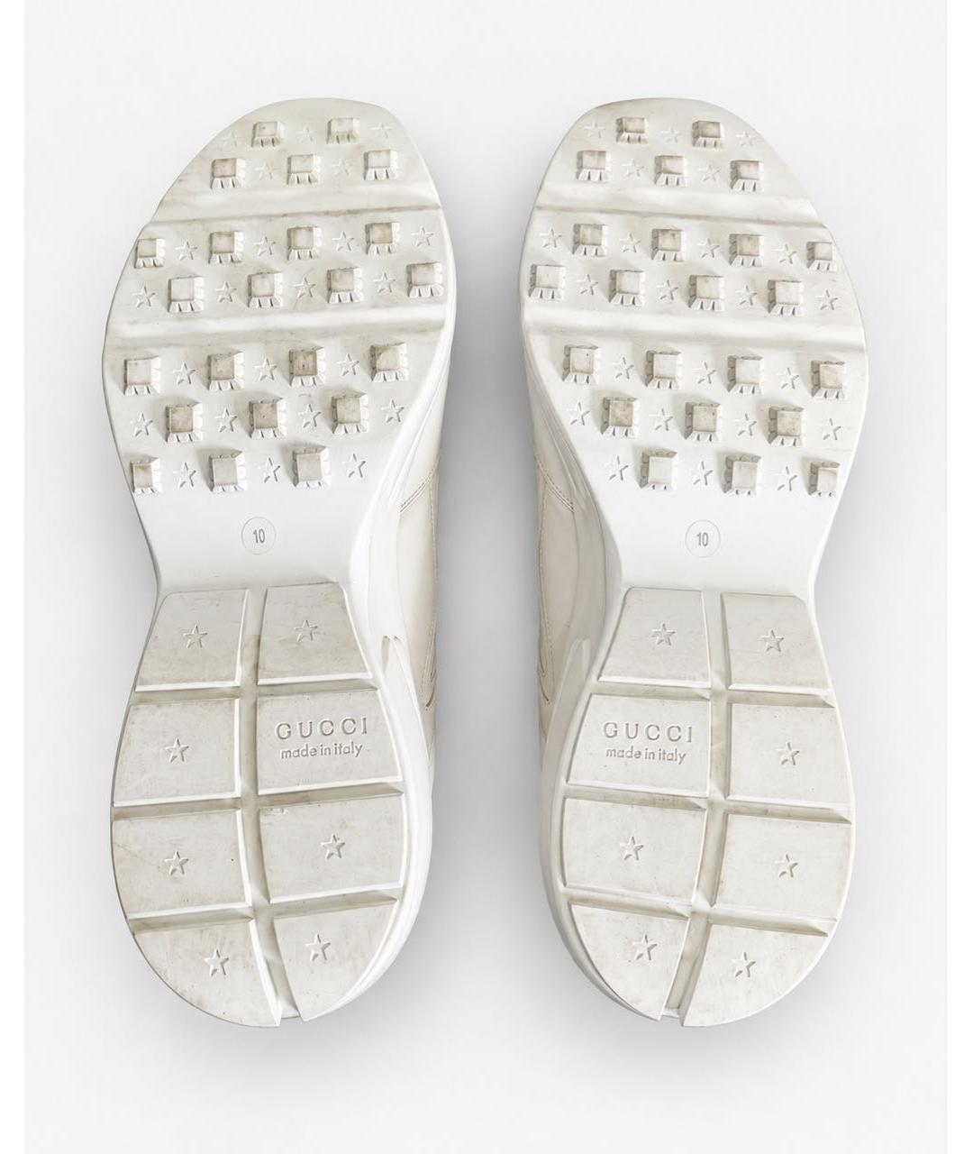 GUCCI Белые кожаные низкие кроссовки / кеды, фото 3