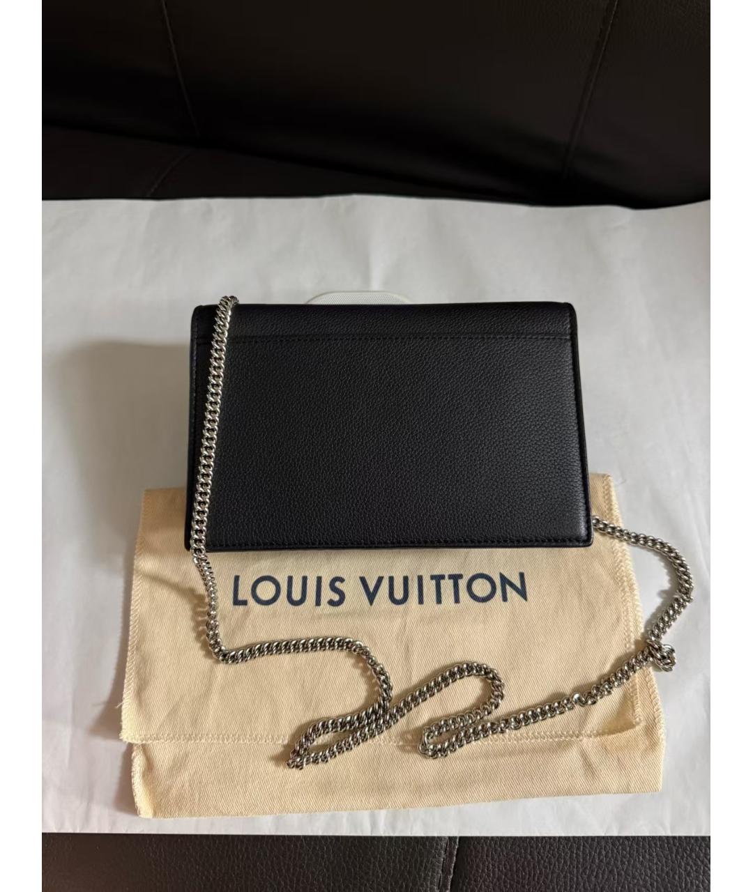 LOUIS VUITTON Черная кожаная сумка через плечо, фото 4