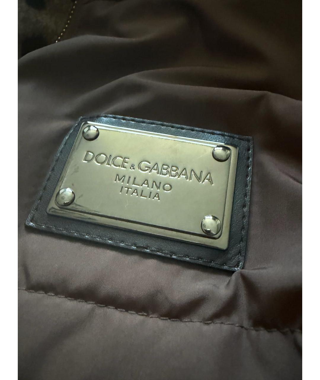 DOLCE&GABBANA Коричневый полиэстеровый пуховик, фото 7
