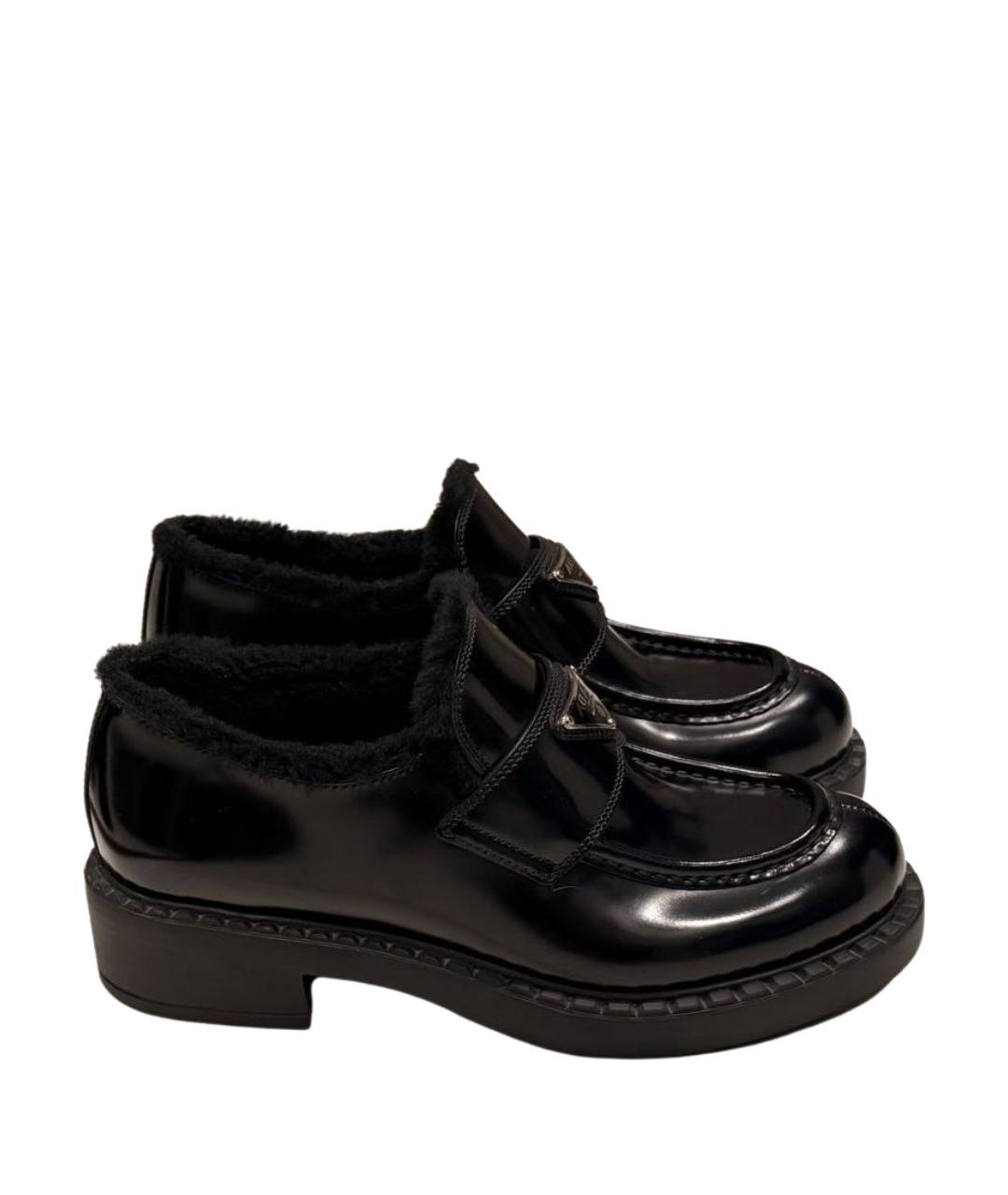 PRADA Черные кожаные лоферы, фото 1