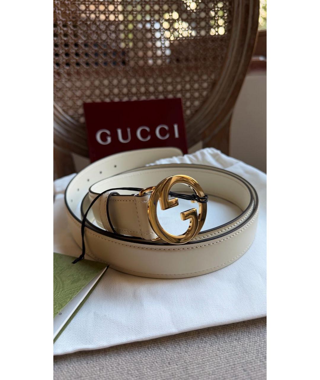 GUCCI Белый кожаный ремень, фото 3