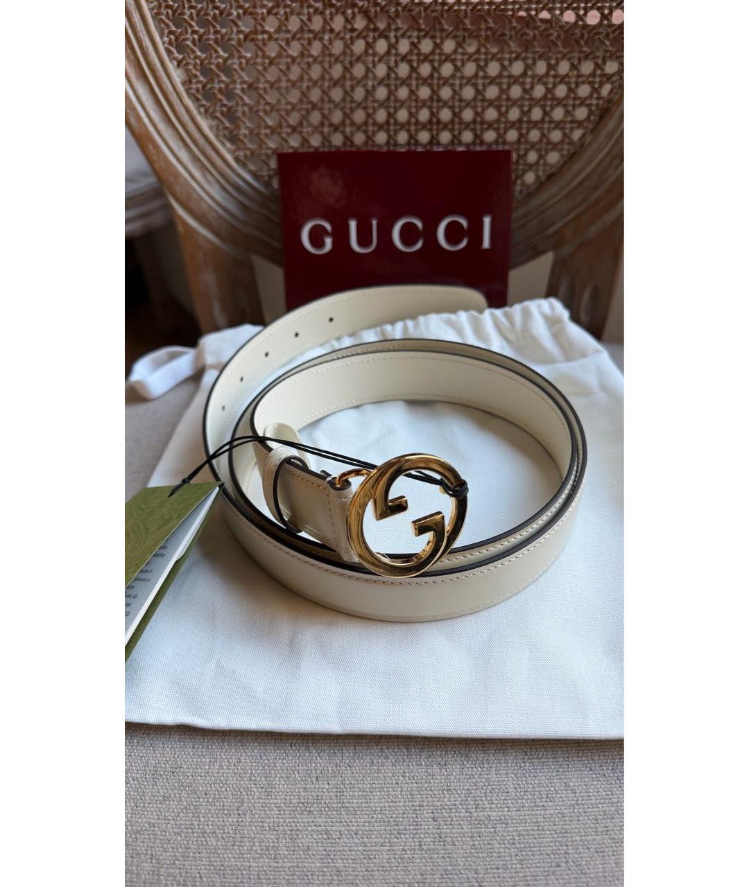 GUCCI Белый кожаный ремень, фото 2