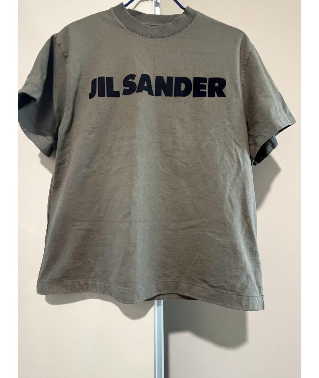 JIL SANDER Хаки хлопковая футболка, фото 5