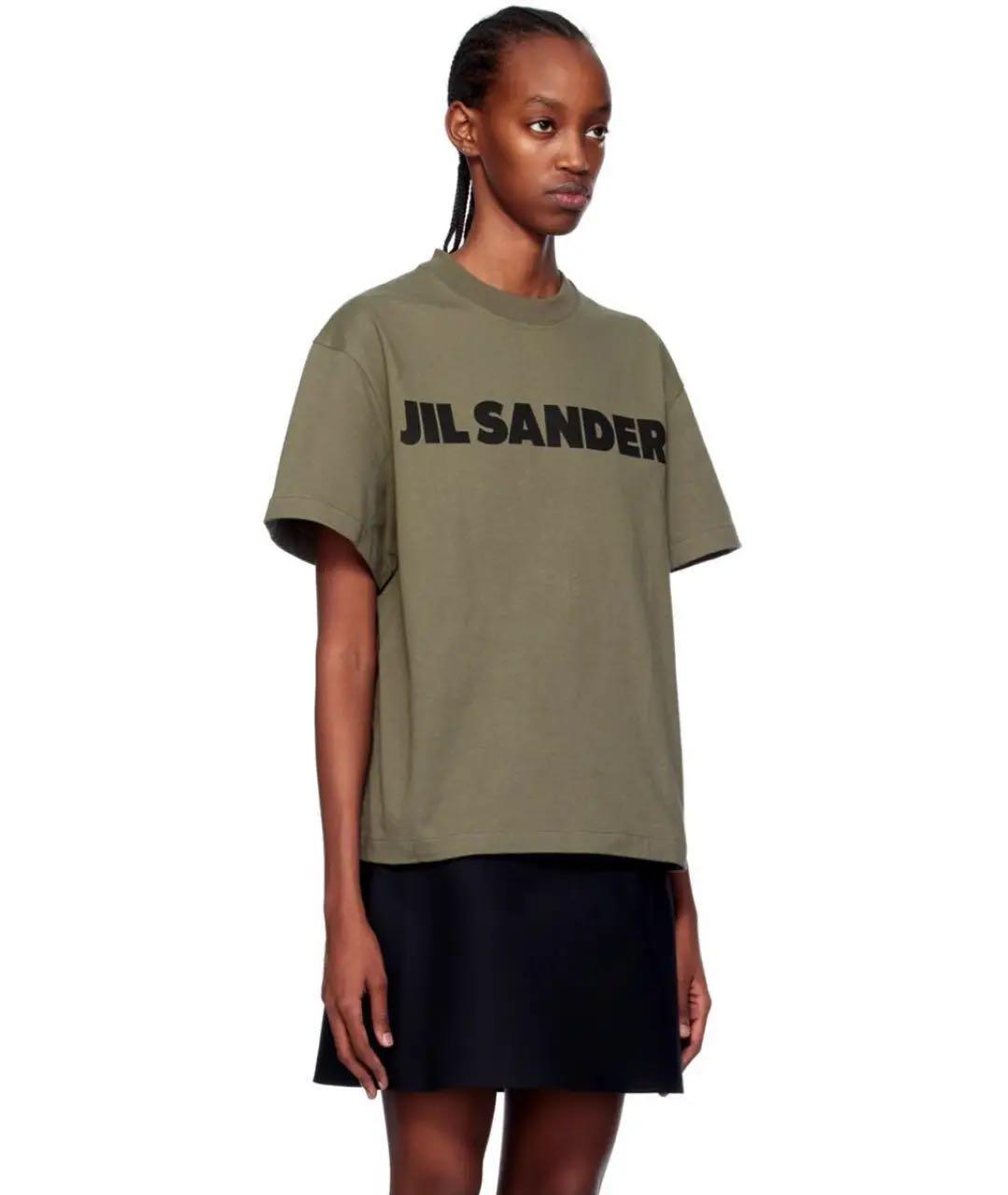 JIL SANDER Хаки хлопковая футболка, фото 6