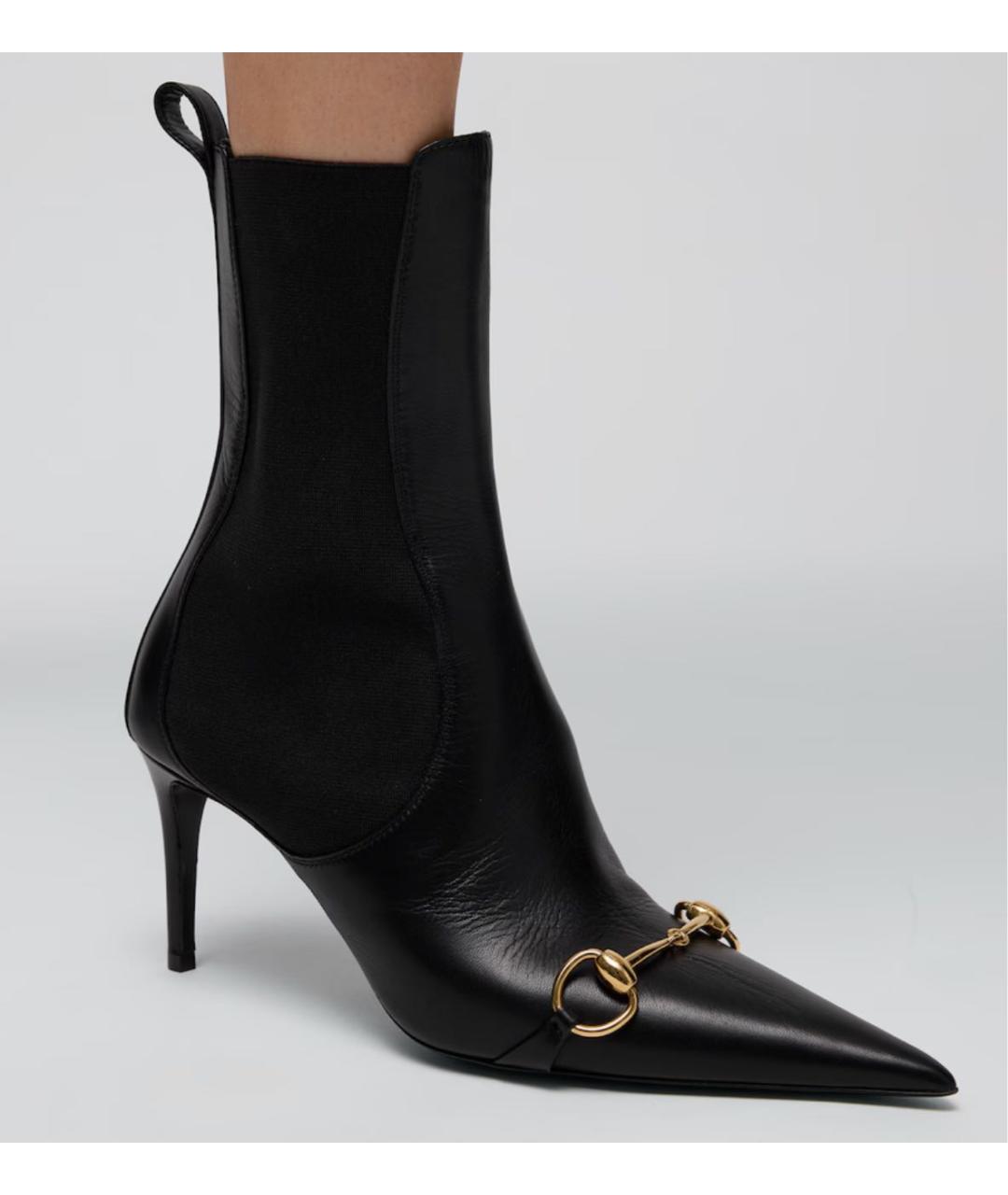 GUCCI Черные кожаные ботильоны, фото 2