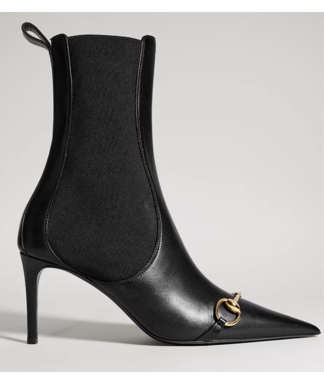 GUCCI Черные кожаные ботильоны, фото 4