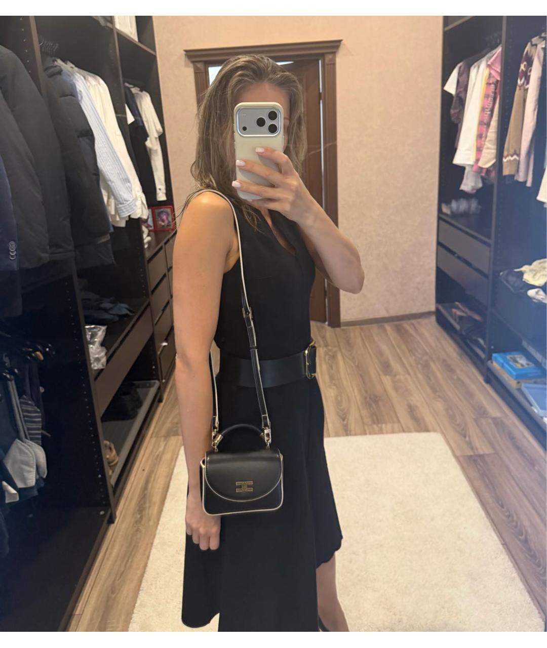 ELISABETTA FRANCHI Черная сумка через плечо из искусственной кожи, фото 7